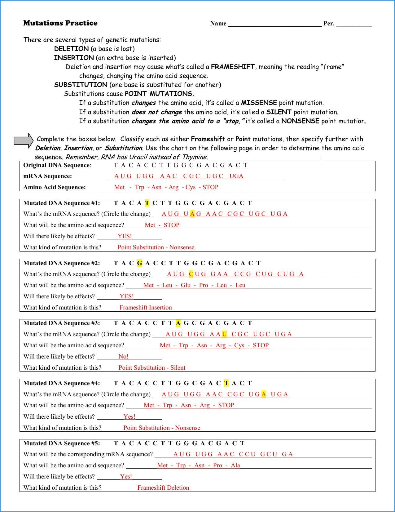 Periodic Table Quiz Worksheet Answers New Transcription And Pertaining To Transcription And Translation Practice Worksheet Answers