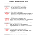 Periodic Table Scavenger Hunt Worksheet Answers Periodic Table Questions Inside Element Scavenger Hunt Worksheet Answer Key