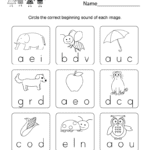 Phonics Worksheet For Beginners  Free Kindergarten English Inside Worksheet On Phonics For Kindergarten