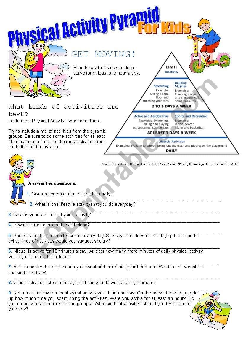 Physical Activity Pyramid  Esl Worksheetdoroteia F Throughout Physical Education Worksheets