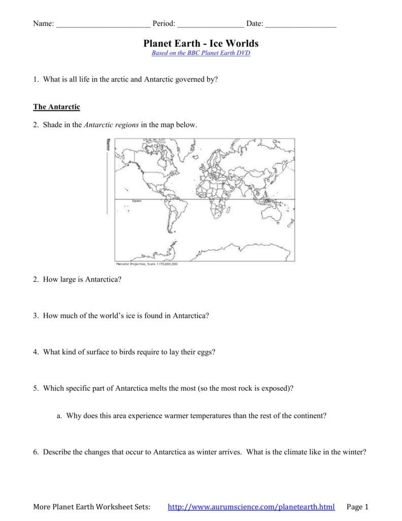 Planet Earth Ice Worlds  Mr Macmillan General Science For Planet Earth Pole To Pole Worksheet