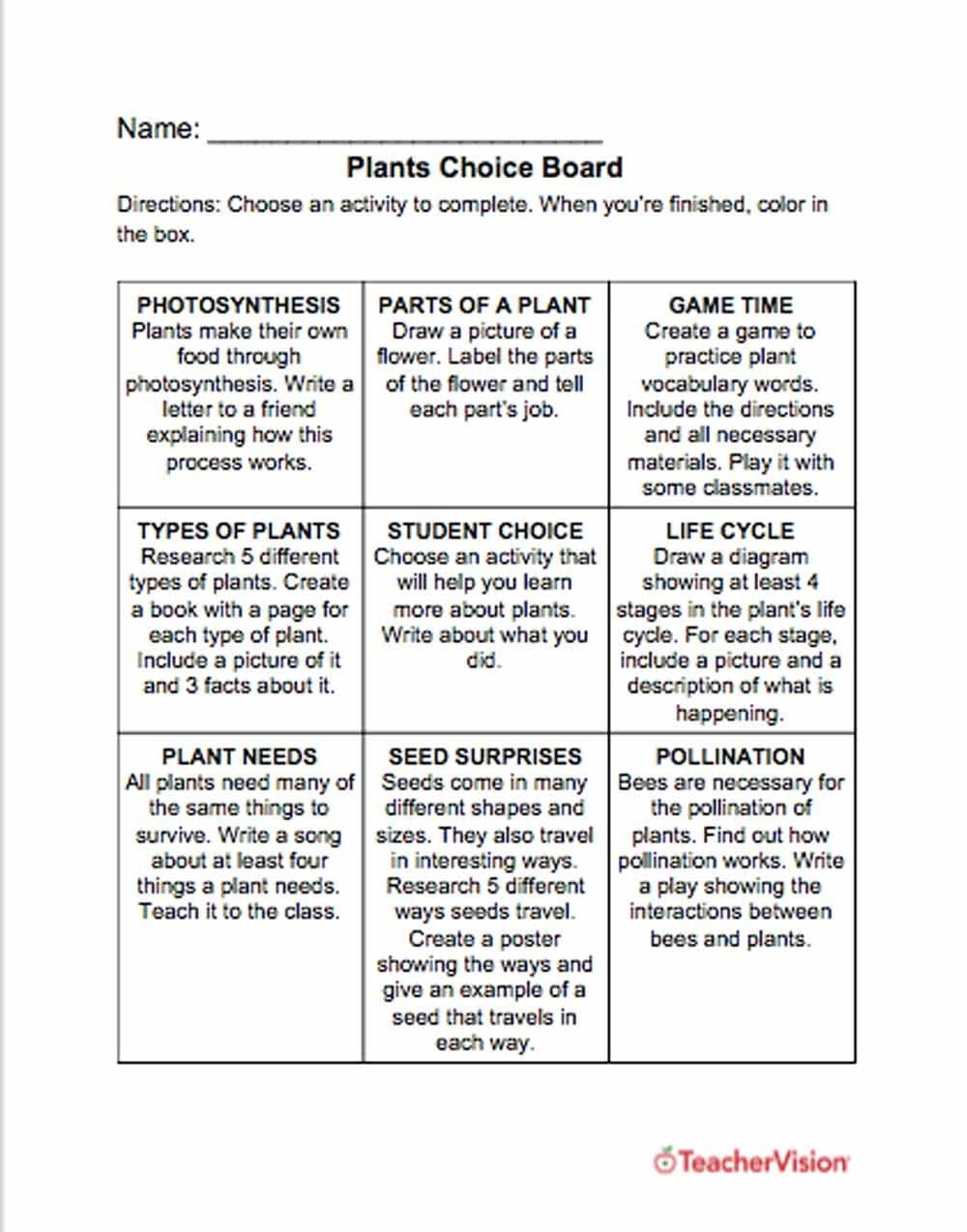 Plant Lessons Printables  Resources K12  Teachervision Together With Comparing Plants Worksheet