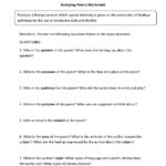 Poetry Worksheets  Analyzing Poetry Worksheets Regarding Poetry Analysis Worksheet