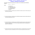 Position Velocity  Acceleration Physics Worksheet Along With Displacement Velocity And Acceleration Worksheet