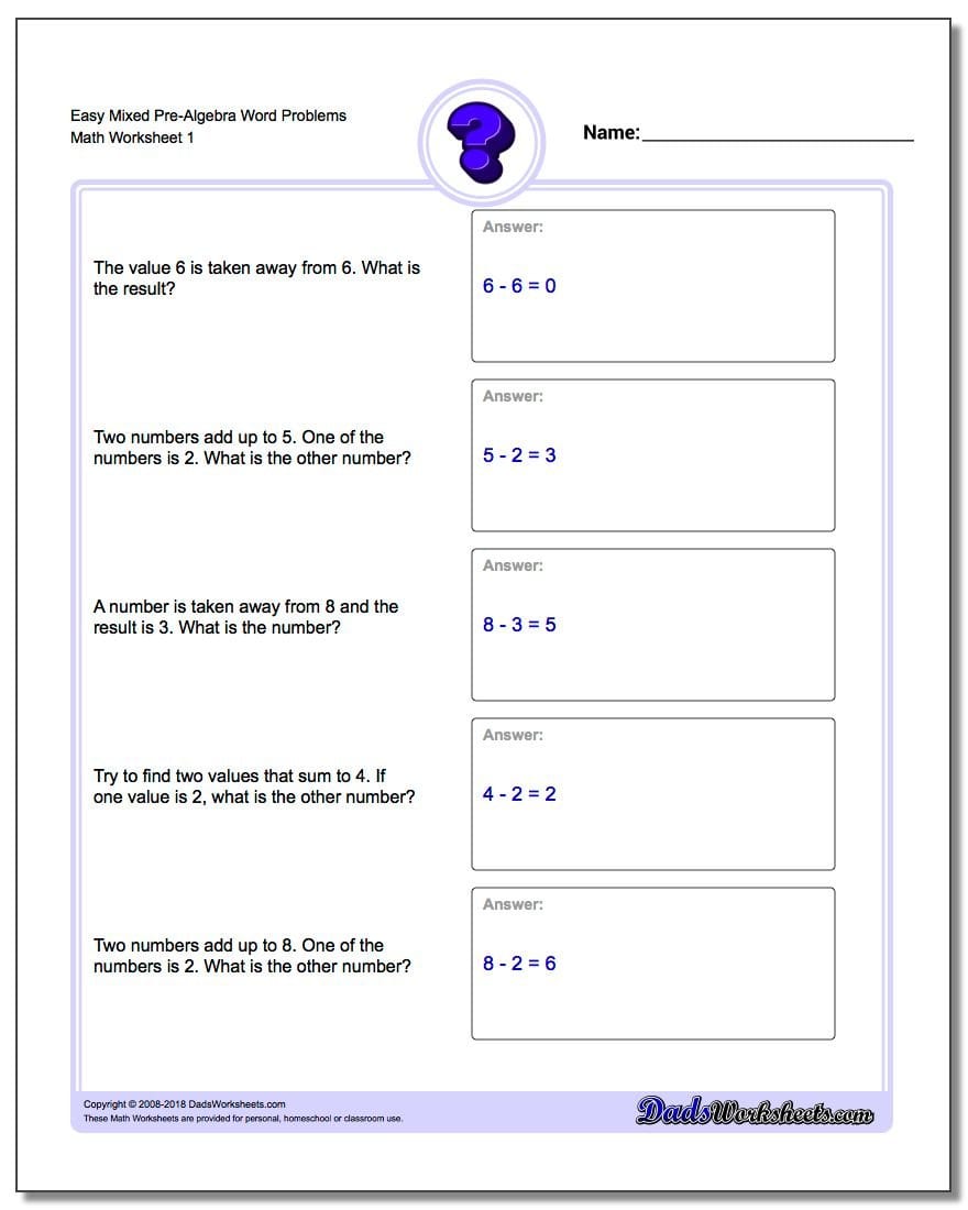 Prealgebra Word Problems Along With Pre Algebra Worksheets For 8Th Graders