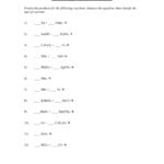 Predicting Reaction Products Worksheet Together With Predicting Products Worksheet Chemistry