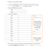 Present Participle And Past Participle Spanish Worksheet
