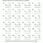 Printable Multiplication Sheets 5Th Grade Throughout Multiplying Decimals By Decimals Worksheet