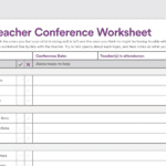 Printable Parentteacher Conference Worksheet Or Language Handbook Worksheets