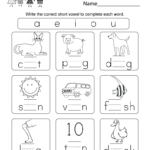 Printable Phonics Worksheet  Free Kindergarten English Worksheet For Worksheet On Phonics For Kindergarten