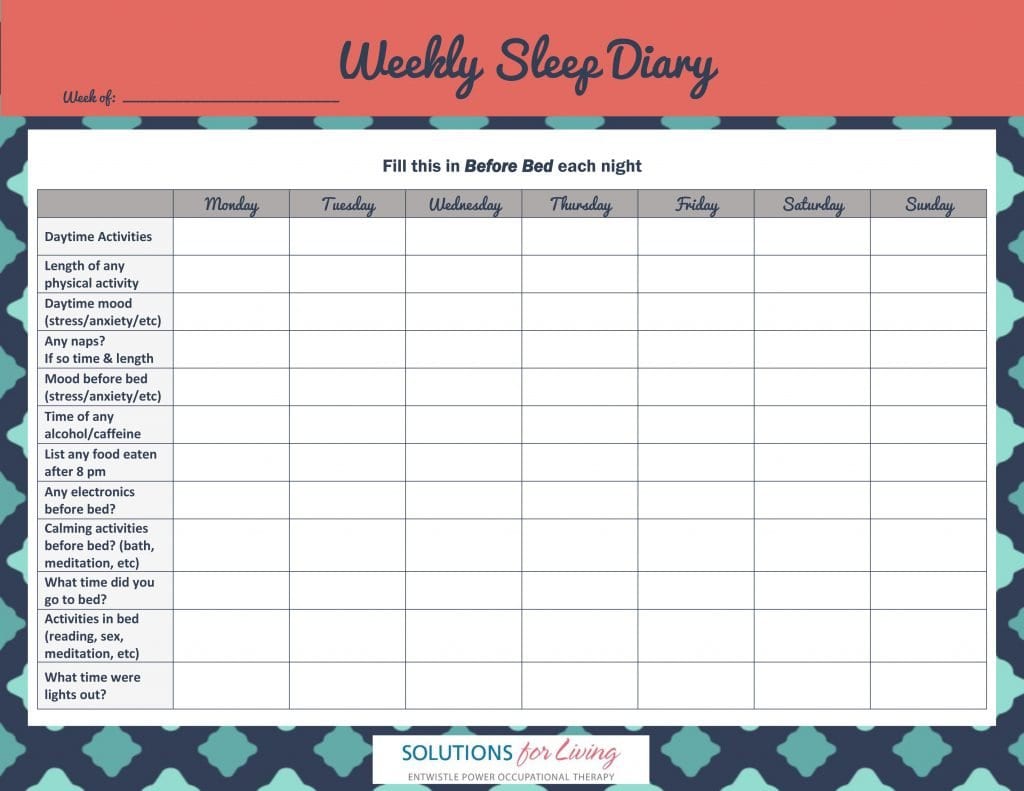 Printable Resources As Well As Sleep Diary Worksheet