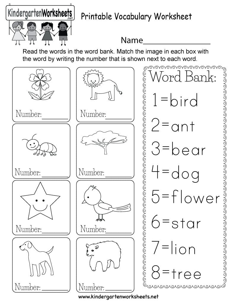 Printable Vocabulary Worksheet  Free Kindergarten English Worksheet Regarding Esl Vocabulary Worksheets