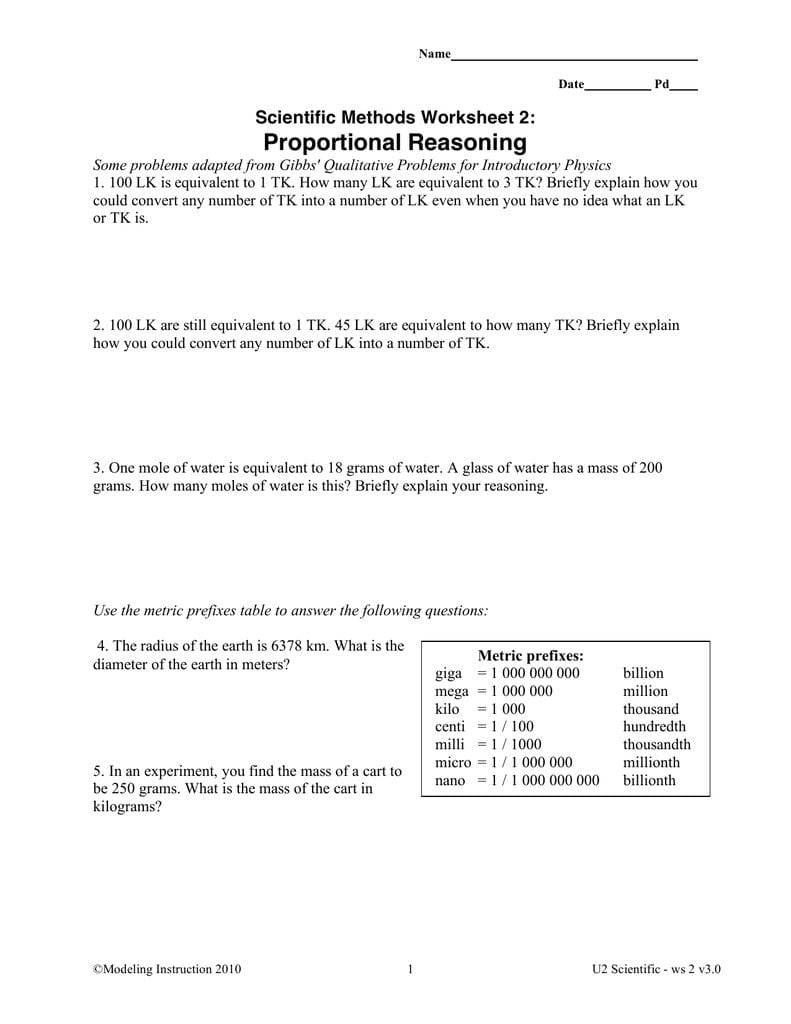 Proportional Reasoning As Well As Proportional Reasoning Worksheet