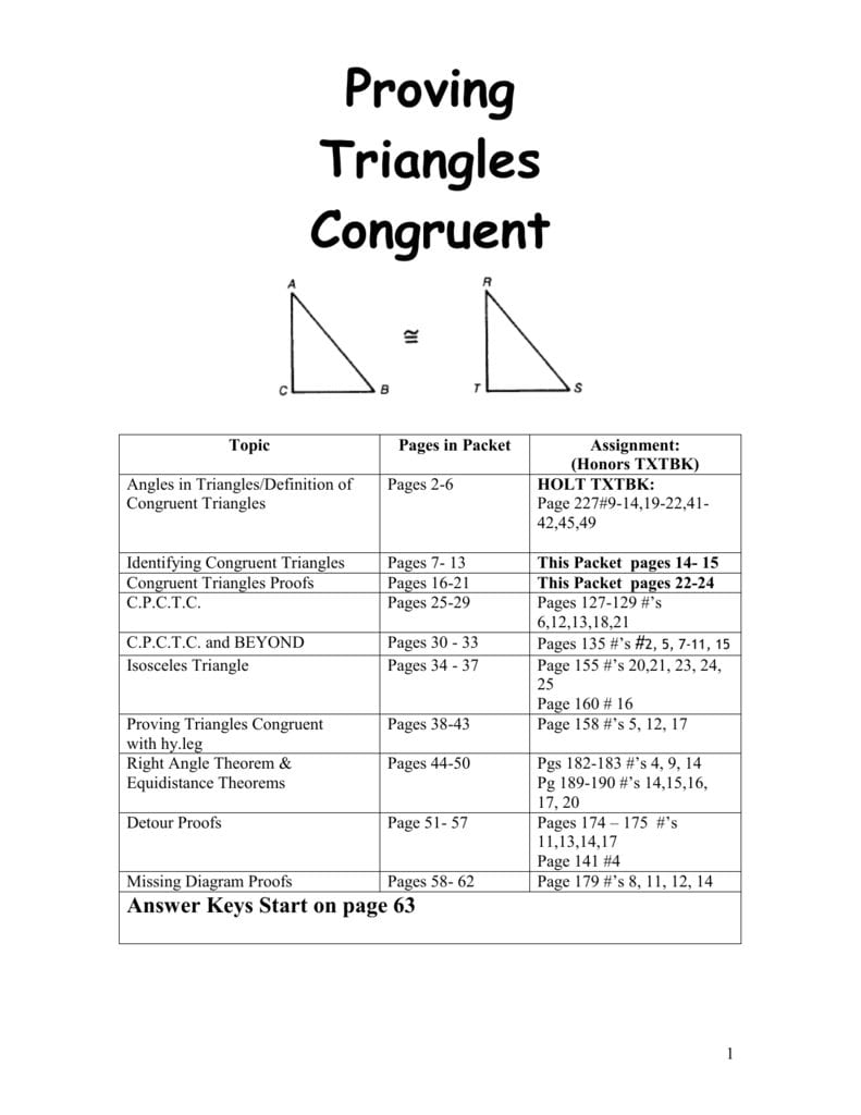 Proving Triangles Congruent Also Proving Triangles Congruent Worksheet Answers