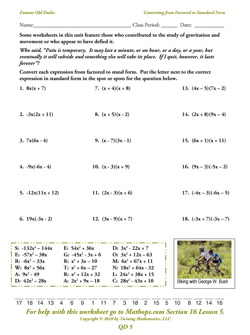 Qd 23 Imaginary Numbers  Mathops Within Standard Form To Vertex Form Worksheet