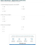 Quiz  Worksheet  Applications Of Percents  Study Throughout Understanding Percent Worksheet