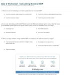 Quiz  Worksheet  Calculating Nominal Gdp  Study Together With Gdp Worksheet Answers