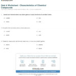 Quiz  Worksheet  Characteristics Of Chemical Compounds  Study Within Chemical Formula Worksheet Answers