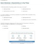 Quiz  Worksheet  Characteristics Of Living Things  Study In Characteristics Of Living Things Worksheet