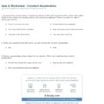 Quiz  Worksheet  Constant Acceleration  Study Throughout Acceleration Worksheet Answers
