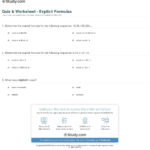 Quiz  Worksheet  Explicit Formulas  Study And Explicit And Recursive Sequences Practice Worksheet