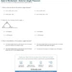 Quiz  Worksheet  Exterior Angle Theorem  Study In Triangle Sum And Exterior Angle Theorem Worksheet