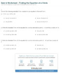 Quiz  Worksheet  Finding The Equation Of A Circle  Study And Standard Form Equation Of A Circle Worksheet Answers