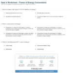 Quiz  Worksheet  Forms Of Energy Conversions  Study Inside Energy Transformation Worksheet