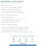 Quiz  Worksheet  Health Care Reform  Study As Well As Health Care Surrogate Worksheet