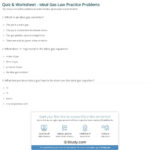 Quiz  Worksheet  Ideal Gas Law Practice Problems  Study Regarding Gas Laws Practice Problems Worksheet Answers
