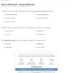 Quiz  Worksheet  Implied Main Idea  Study Intended For Main Idea Multiple Choice Worksheets