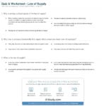 Quiz  Worksheet  Law Of Supply  Study Also Reasons For Changes In Supply Worksheet Answers