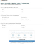 Quiz  Worksheet  Learning Typing  Keyboarding  Study Inside Learn Aeseducation Worksheet Answers