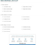 Quiz  Worksheet  Ohm's Law  Study And Voltage Current And Resistance Worksheet