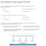 Quiz  Worksheet  Photons Energy  Wavelength  Study For Wavelength Frequency Speed And Energy Worksheet Answers