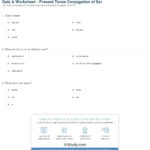 Quiz  Worksheet  Present Tense Conjugation Of Ser  Study In 2 3 Present Tense Of Estar Worksheet Answers