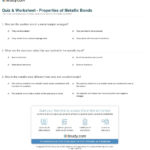 Quiz  Worksheet  Properties Of Metallic Bonds  Study Along With Worksheet 10 Metallic Bonds Answers