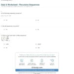 Quiz  Worksheet  Recursive Sequences  Study With General Sequences Worksheet Answers