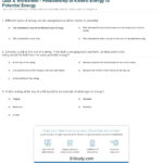 Quiz  Worksheet  Relationship Of Kinetic Energy To Potential Inside Introduction To Energy Worksheet Answers
