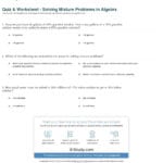 Quiz  Worksheet  Solving Mixture Problems In Algebra  Study With Solving Problems Algebraically Worksheet Answers