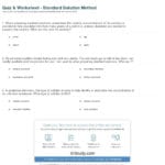 Quiz  Worksheet  Standard Solution Method  Study Inside Solutions Worksheet Answers