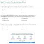 Quiz  Worksheet  Standard Solution Method  Study Intended For Solutions Worksheet Answers Chemistry