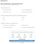 Quiz  Worksheet  Subordinate Clauses  Study Also Subordinate Clause Worksheet