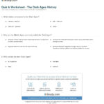 Quiz  Worksheet  The Dark Ages History  Study Regarding Middle Ages Timeline Worksheet