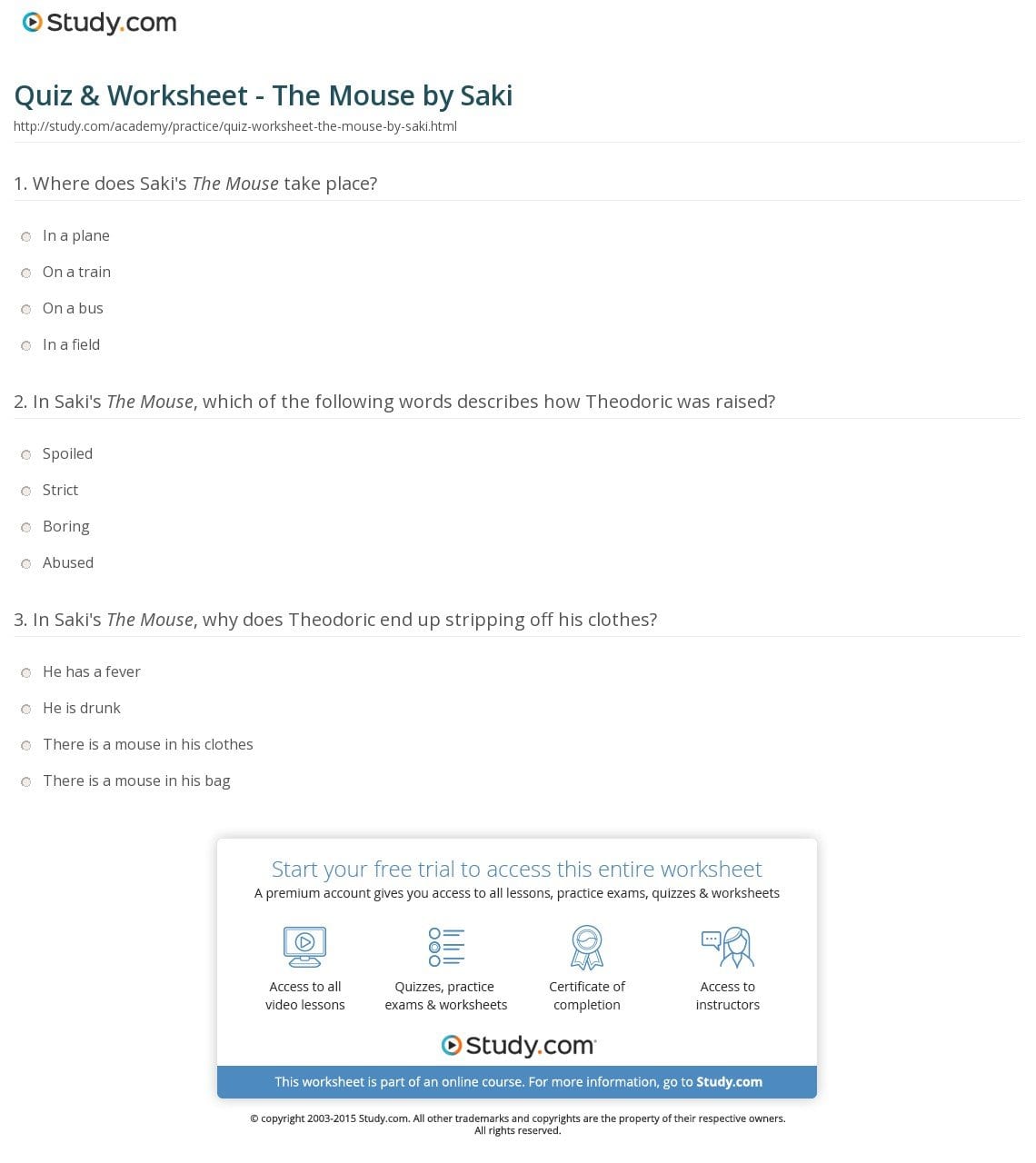 Quiz  Worksheet  The Mousesaki  Study Within Mouse Party Worksheet