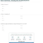 Quiz  Worksheet  Working With Onestep Equations  Study Also Solving One Step Equations Worksheet