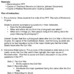 Radical Reconstruction Lesson Plan Central Historical Question Why As Well As Radical Republican Reconstruction Worksheet Answers