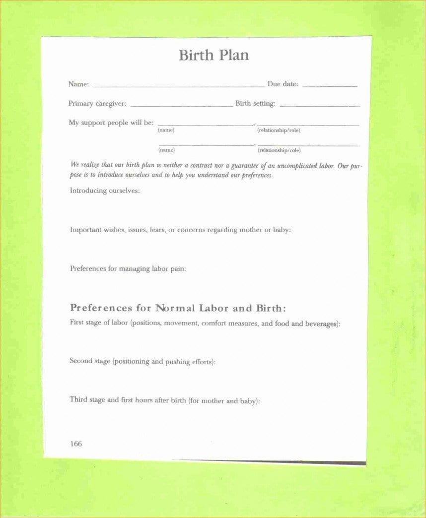 Rare Birth Plan For C Section Template Templates  Fanmailus For Birth Plan Worksheet
