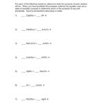 Reaction Products Worksheet For Predicting Products Worksheet Chemistry