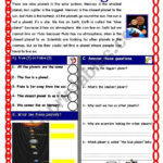 Reading Comprehension Test  Theme The Solar System  Esl Together With Solar System Reading Comprehension Worksheets